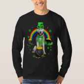 Funny Husky Sibir Leprechaun Shamrock St Patrick T-shirt (Voorkant)
