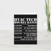 Funny Hvac Tech Hourly Rate Chart Men Women Kaart (Voorkant)