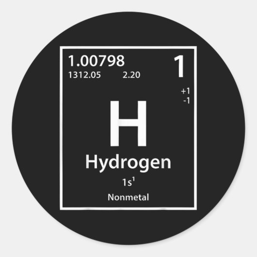 Funny Hydrogen Chemical Element Periodic Table Ronde Sticker (Voorkant)