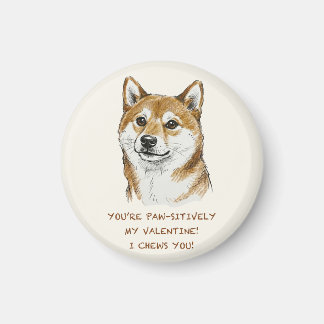 Funny "I Chews You" Shiba Inu Valentine's Day Art Magneet