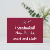 Funny I Graduated Graduated Party Invitation Kaart (Staand voorkant)