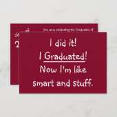 Funny I Graduated Graduated Party Invitation Kaart (Voorkant / Achterkant)