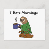 Funny I Hate Mornings Sloth Cartoon Briefkaart (Voorkant)