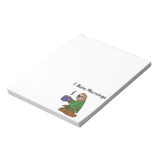 Funny I Hate Mornings Sloth Cartoon Notitieblok (Gedraaid)