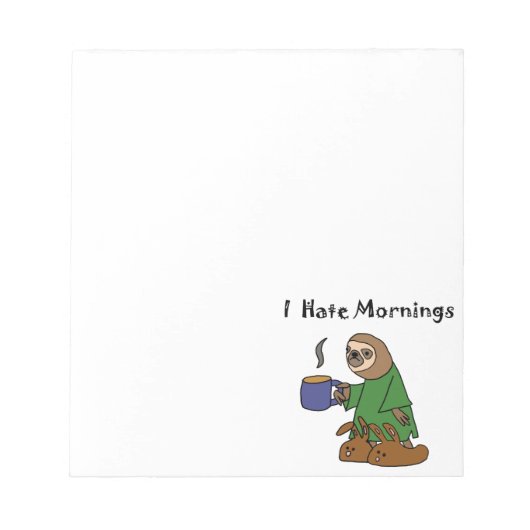 Funny I Hate Mornings Sloth Cartoon Notitieblok (Voorkant)