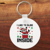 Funny I Like To Slide Inside Santa Ugly Christmas Sleutelhanger (Voorkant)
