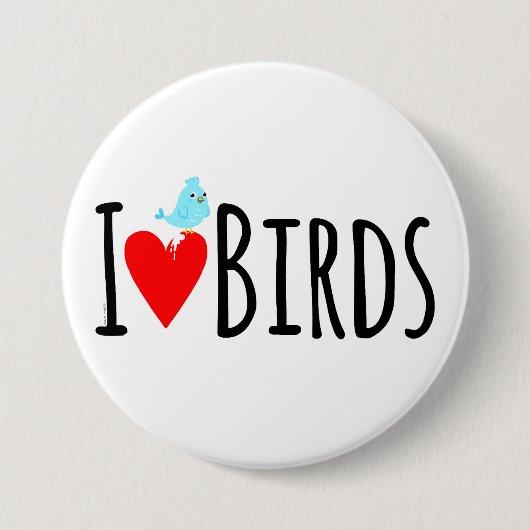 Funny I Love Birds Ronde Button 7,6 Cm (Voorkant)