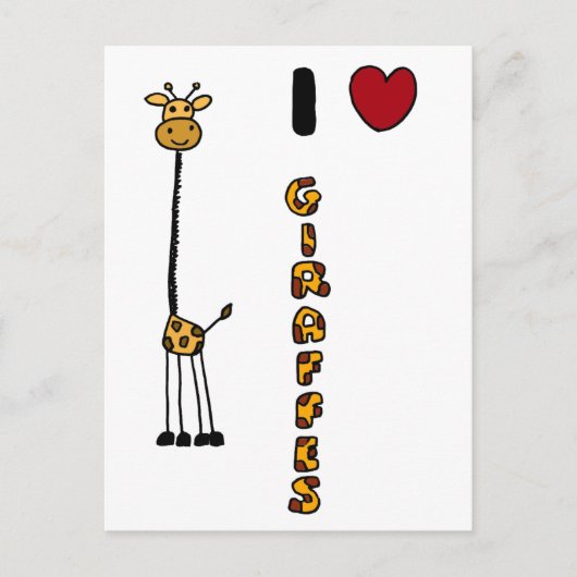 Funny I Love Giraffe cartoon Briefkaart (Voorkant)