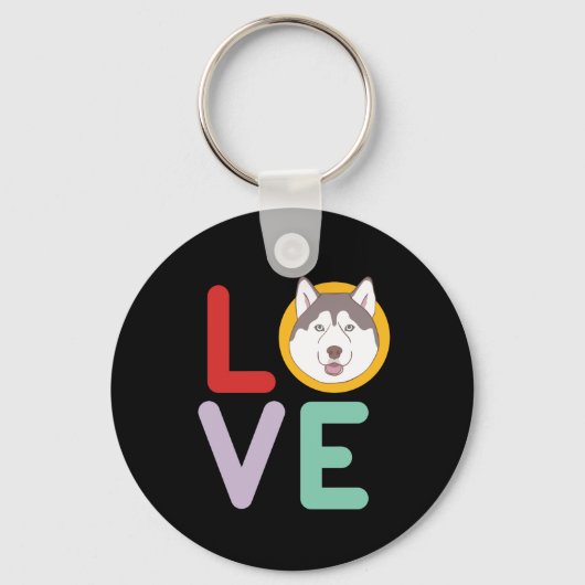 Funny I love Husky I Heart My Dog Puppy Lover Sleutelhanger (Voorkant)