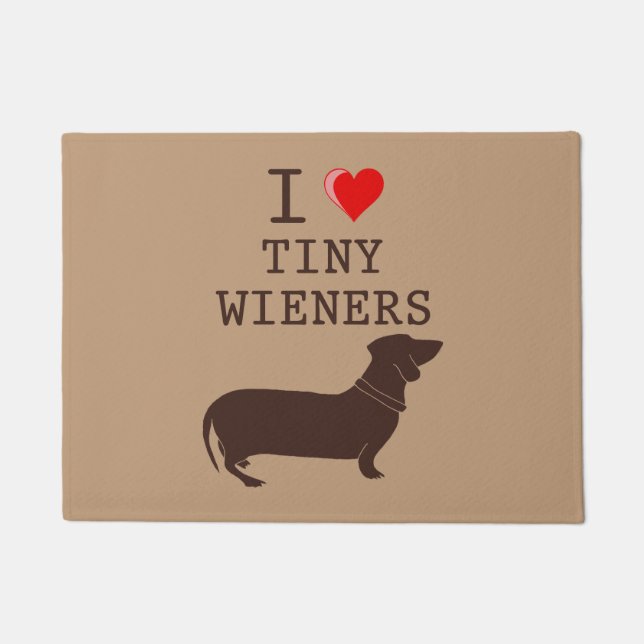 Funny I Love Tiny Wiener Dachshund Dog Deurmat (Voorkant)