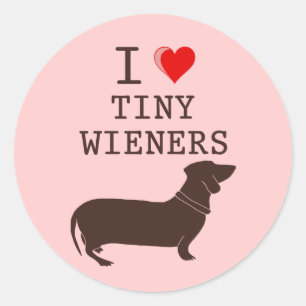 Funny I Love Tiny Wiener Dachshund Ronde Sticker