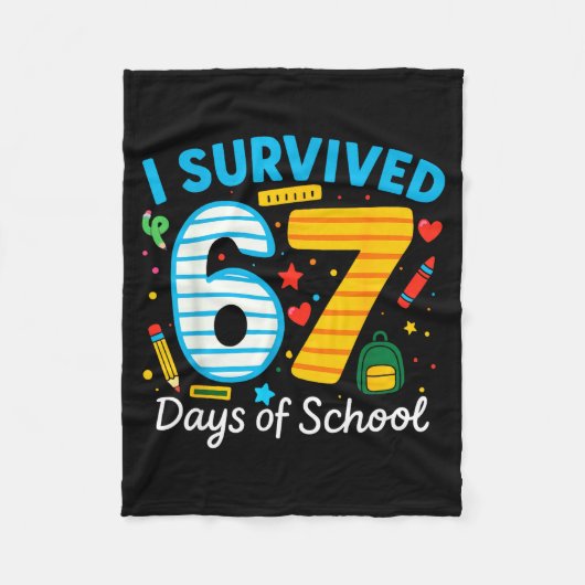 Funny I Survived 67 Days Of School Teacher Student Fleece Deken (Voorkant)