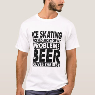 Funny Ice skating and Beer lost mijn problemen op T-shirt