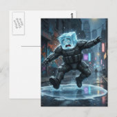 Funny icecube falling on ice  briefkaart (Voorkant / Achterkant)
