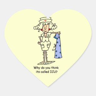 Funny ICU Zurse T-shirts en cadeautjes Hart Sticker