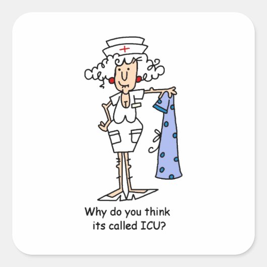 Funny ICU Zurse T-shirts en cadeautjes Vierkante Sticker (Voorkant)