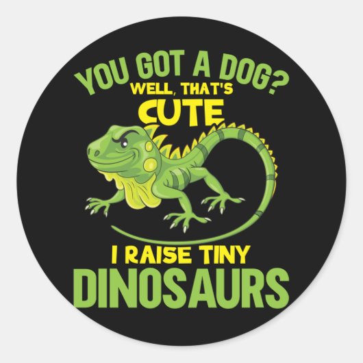 Funny Iguana Joke Dinosaurs Lizard Reptile Fun Ronde Sticker (Voorkant)