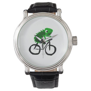 Funny Iguana Riding Bicycle Horloge