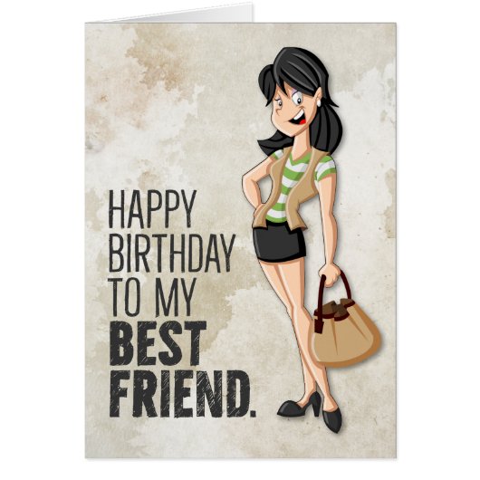 Funny Illustrated Chic Happy Birthday Card (Voorkant)