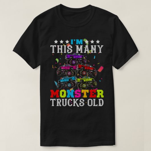 Funny Im This Many Monster Truck Old 5th Birthday  T-shirt (Design voorkant)