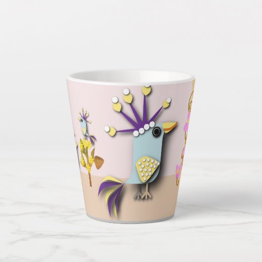 Funny Imaginal Bird Latte Mok (Voorkant)