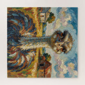 Funny Impasto Ostrich on a Ranch Legpuzzel (Horizontaal)