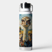 Funny Impasto Ostrich on a Ranch Personalized Waterfles (Achterkant)