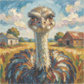 Funny Impasto Ostrich on a Ranch Sticker (Voorkant)