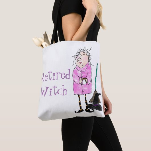 Funny In ruste Witch Halloween Canvas tas (Dichtbij)
