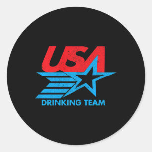 Funny Independence Day T Shirt USA Drink Team 4 Ronde Sticker
