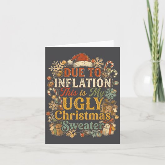 Funny Inflation Ugly Christmas Sweater Retro Vinta Kaart (Voorkant)