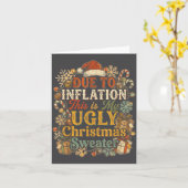 Funny Inflation Ugly Christmas Sweater Retro Vinta Kaart (Gele Bloem)