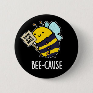 Funny Insect Bee Pun Dark BG Ronde Button 5,7 Cm