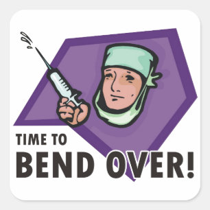 Funny inspuiting dokter / verpleegkundige - spuits vierkante sticker