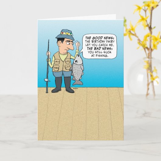 Funny Insulting Fish Birthday Kaart (Gele Bloem)