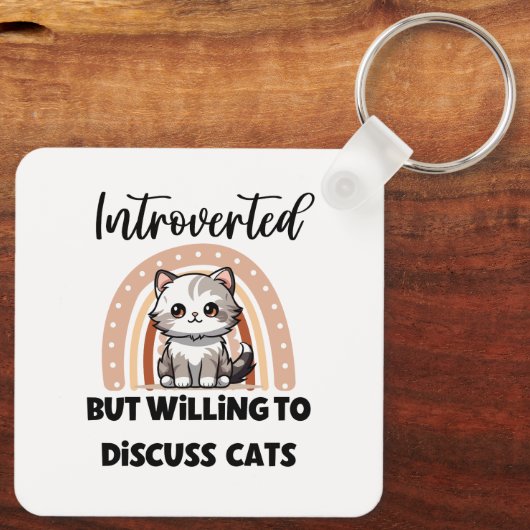 Funny Introvert Cat Lover Quote Sleutelhanger (Achterkant)
