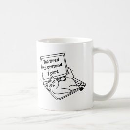 Funny Introvert Cat Mug – Too Tired To Care Koffiemok