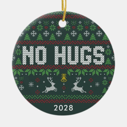 Funny Introvert No Hugs Ugly KerstSweater Keramisch Ornament (Voorkant)