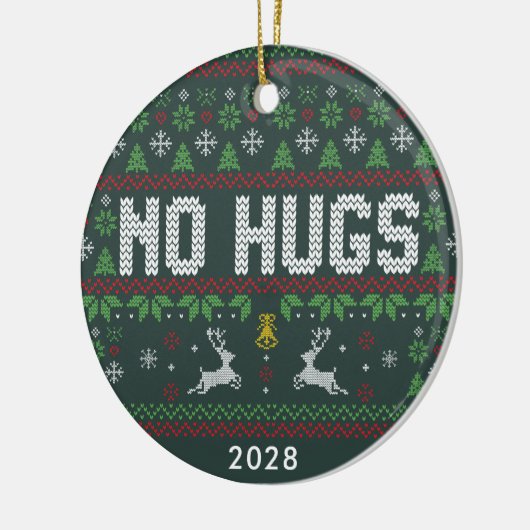 Funny Introvert No Hugs Ugly KerstSweater Keramisch Ornament (Links)