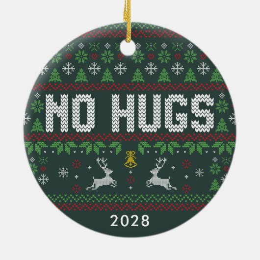 Funny Introvert No Hugs Ugly KerstSweater Keramisch Ornament (Achterkant)