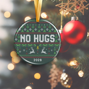 Funny Introvert No Hugs Ugly KerstSweater Keramisch Ornament