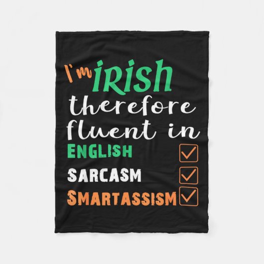Funny Irish Fluent In Smart St Patricks Gift Fleece Deken (Voorkant)