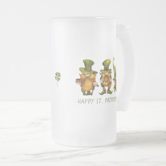 Funny Irish Gnomes Happy St Patrick's Day Matglas Bierpul (Voorkant rechts)