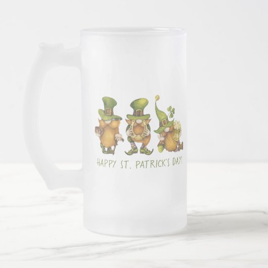 Funny Irish Gnomes Happy St Patrick's Day Matglas Bierpul (Links)