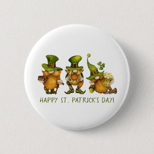 Funny Irish Gnomes Happy St Patrick's Day Ronde Button 5,7 Cm