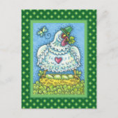 FUNNY IRISH HEN, GROENE EIEREN EN SHAMROCKS CUTE FEESTDAGENKAART (Voorkant)