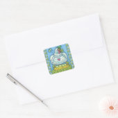 FUNNY IRISH HEN, GROENE EIEREN EN SHAMROCKS CUTE VIERKANTE STICKER (Envelop)