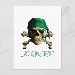Funny Irish Jolly Roger Pirate Skull ARR-ISH Briefkaart