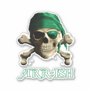 Funny Irish Jolly Roger Pirate Skull ARR-ISH Sticker