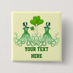 Funny Irish octopi St Patrick's day Vierkante Button 5,1 Cm